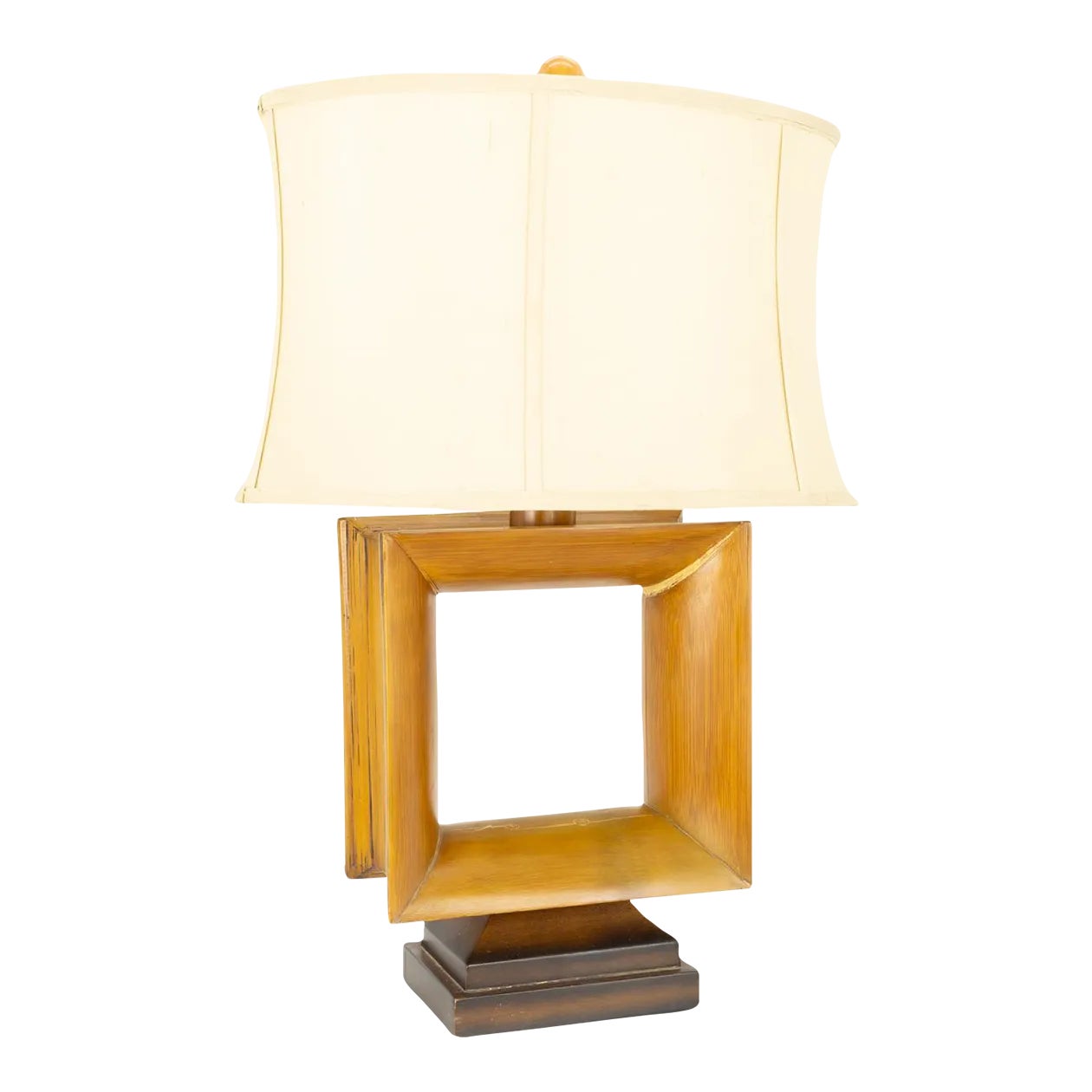 The Natural Light Mid Century Square Open Window Table Lamp | Chairish
