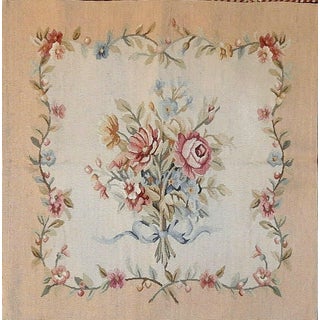 Antique Aubusson Wool Floral Hand Loomed Wall Tapestry For Sale