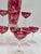 Wine Set of 8 Antique Edwardian Wine Cranberry Glass Engraved Etched & Pitcher. For Sale - Image 8 of 12