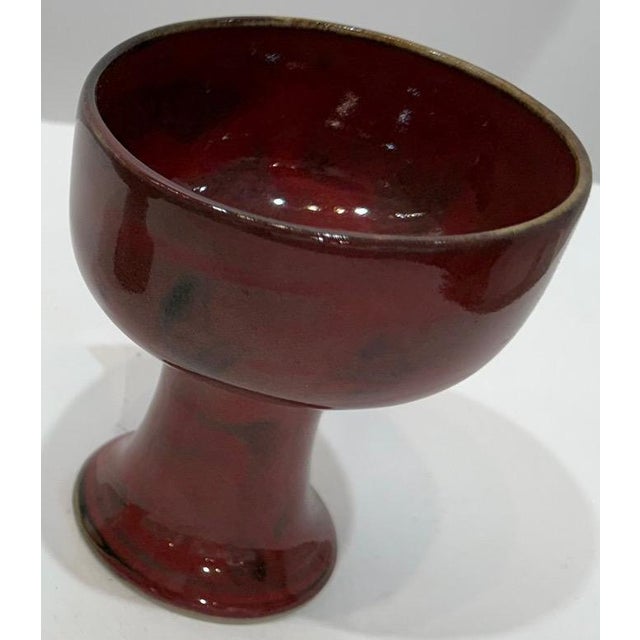 Late 20th Century Late 20th Century Mid Century Modern Hand-Thrown Ceramic Pedestal Teacups — Artist Regis Brodie - a Pair For Sale - Image 5 of 15