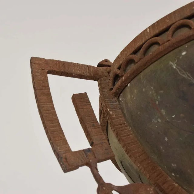 Metal 1930s French Fleur-De-Lis Pendant Lamp Forged Iron and Steel Mexico For Sale - Image 7 of 11