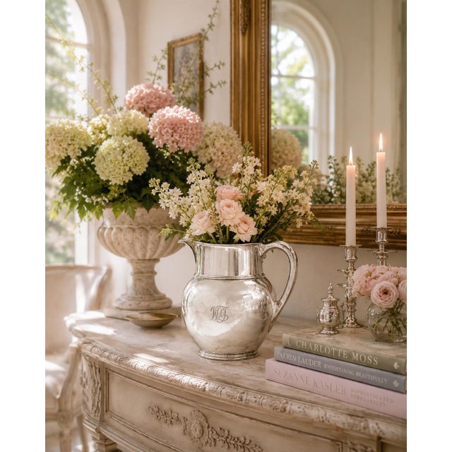 Early 20th century Tiffany & Co. sterling silver water pitcher of generous scale, crafted with a softly balustered body,...