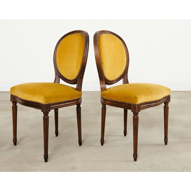 Wood Set of Eight French Louis XVI Style Walnut Dining Chairs For Sale - Image 7 of 18