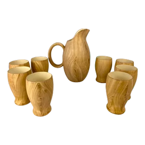 Vintage Grandjean Jourdan Style Faux Bois Ceramique Beverage Set