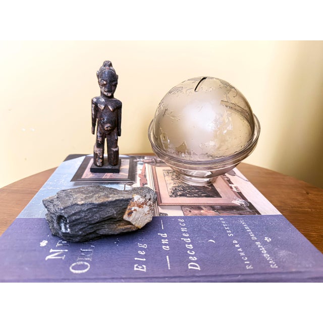Plastic Vintage, 1970s Smoked Resin Globe Money Box With World Map, Collectible For Sale - Image 7 of 7