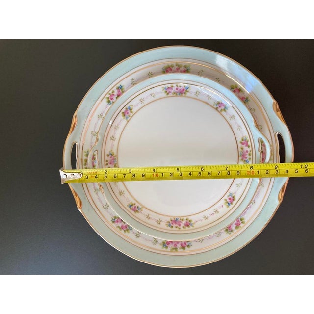 Victorian Early 20th Century Hand Painted Nippon Porcelain Tray Design Cake Plates - Set of 2 For Sale - Image 3 of 18