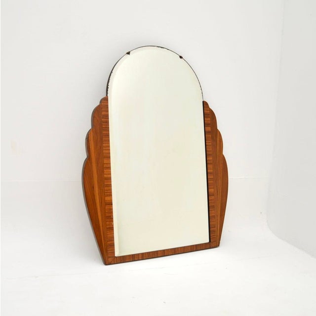 Wood Art Deco Inlaid Walnut Mirror, 1930 For Sale - Image 7 of 7
