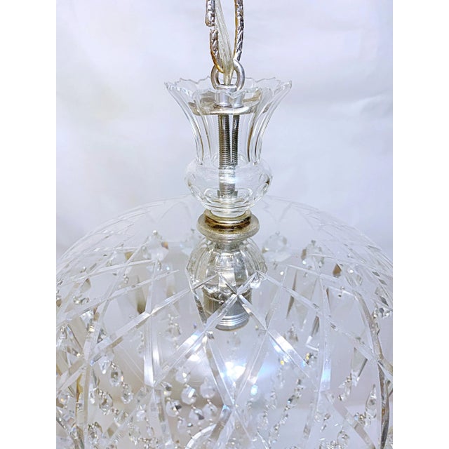 Vintage Hand Cut Glass Dish Basket Chandelier For Sale - Image 4 of 8