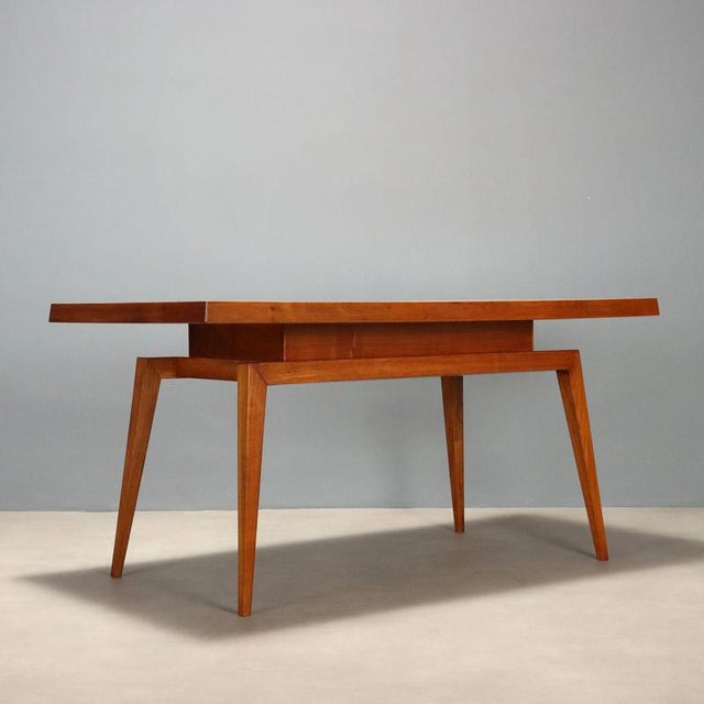 Wood Oak Wood Table with Colored Top, 1960s For Sale - Image 7 of 8