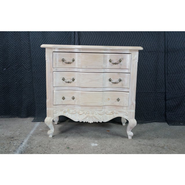 Vintage French Provincial Bleached Oak 3-Drawer Chest Nightstand Commode Dresser For Sale - Image 4 of 18