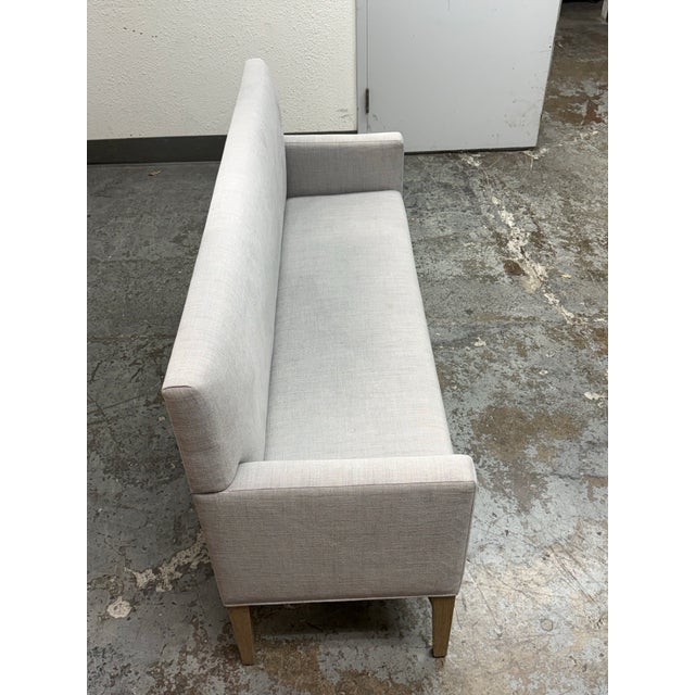 2010s Custom DesignGrey Woven Upholstered Bench With Arms For Sale - Image 5 of 12