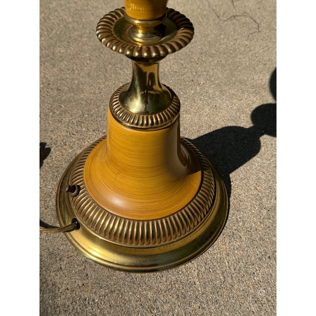 1970s Stiffel Torch Table Lamps, Brass and Enamel- A Pair For Sale - Image 10 of 12