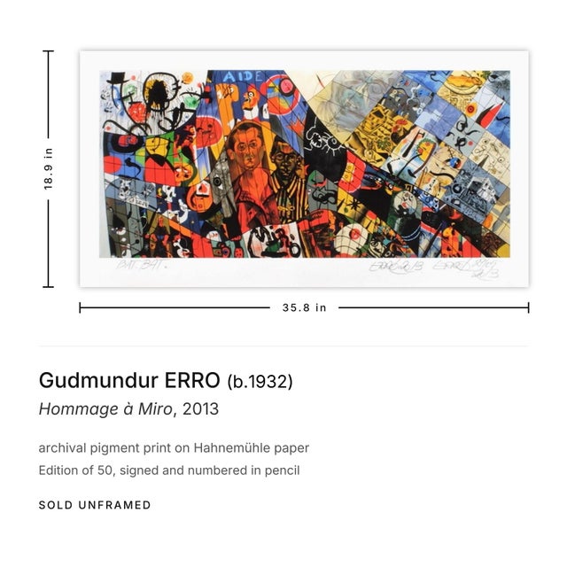 Mid-Century Modern 2013 Gudmundur Erro Hommage À Miro Signed Archival Pigment Print For Sale - Image 3 of 3