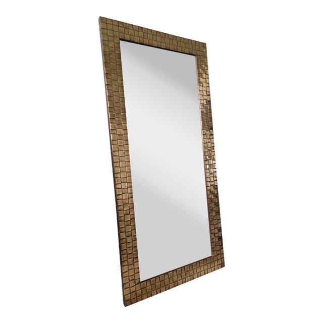 1970s Chapman Brass Woven Front Mirror For Sale