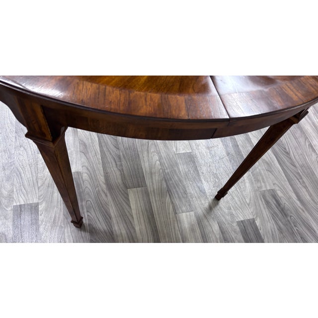 Vintage Drexel Passage Mahogany Sunburst Veneer Round Extension Dining Table For Sale - Image 9 of 12