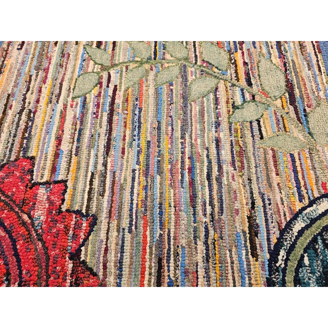 Vintage American Hand-Hooked Rug, Geometric Pattern, Wool & Cotton, American Folk Art, 3x4 For Sale - Image 15 of 18