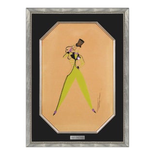 Late 20th Century May Urka Gouache Painting Erté For Sale