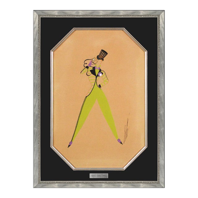Late 20th Century May Urka Gouache Painting Erté For Sale