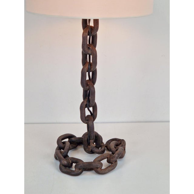 Metal Brutalist Chain Table Lamp attributed to Franz West, 1980s For Sale - Image 7 of 11