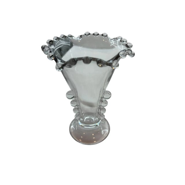 Transparent Imperial Glass Candlewick Crimped Flower Vase For Sale - Image 8 of 15