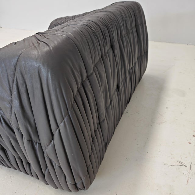 Piumino 2-Seater Sofa in Gray Leather by De Pas, d'Urbino and Lomazzi for Dalloca, 1970s For Sale - Image 9 of 18