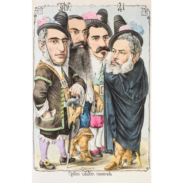 Quattro Calari Onorevoli - Original Lithograph by Antonio Manganaro - 1870s 1870s For Sale