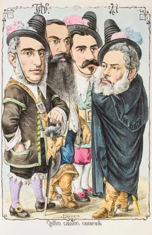 Quattro Calari Onorevoli - Original Lithograph by Antonio Manganaro - 1870s 1870s