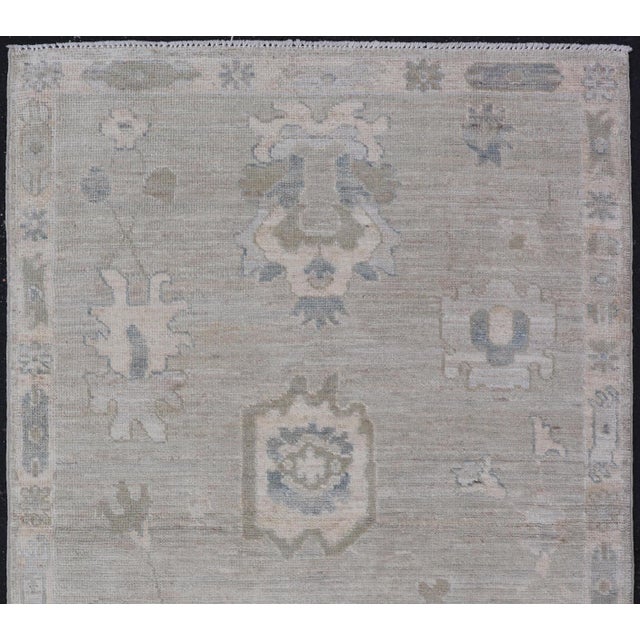 Measures: 3'1 x 5'1 Afghanistan Oushak Rug with Soft Sage Gray Field and Tribal Motifs. Keivan Woven Arts / Rug/AWR-322,...