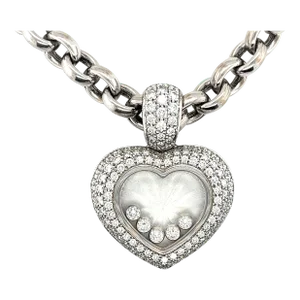 Chopard Happy Diamond 18k White Gold Heart Shape Pendant Necklace
