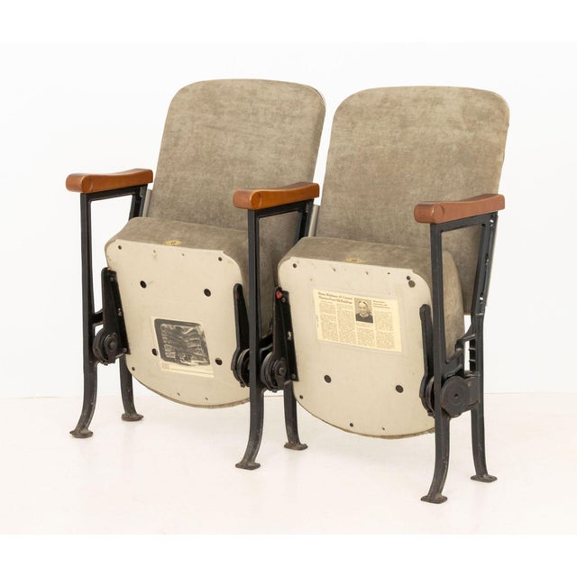 Metal Pair of Bouwerie Lane Theater Beige Upholstered Seats For Sale - Image 7 of 11
