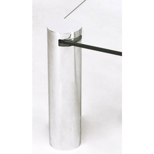 1970s Italian Style Chrome Cylinder and Glass Square Coffee Table For Sale - Image 5 of 7