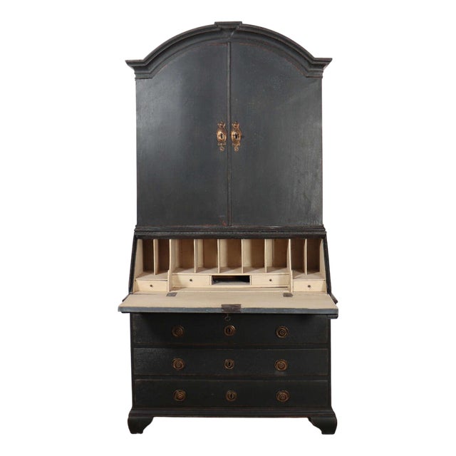 Swedish Oak Bookcase with Secretary For Sale