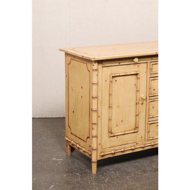 English Early 20th Century English Sideboard W/ Faux Bamboo Trim For Sale - Image 3 of 12
