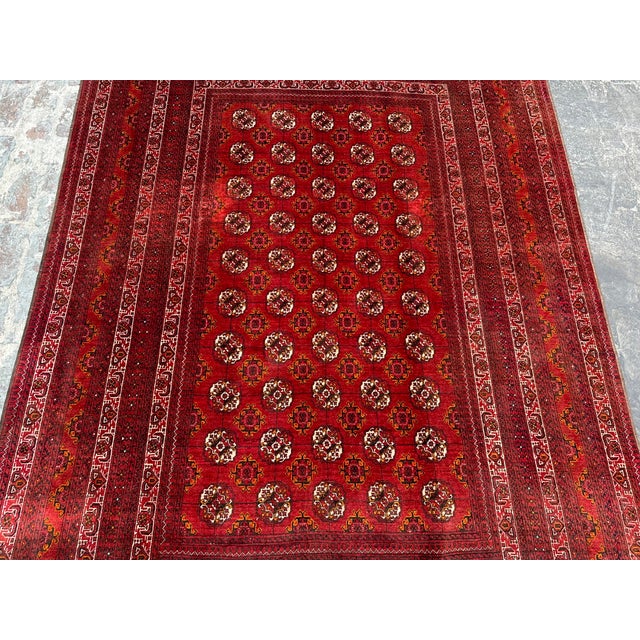 Islamic Vintage Bokhara Hand Knotted Afghan Rug For Sale - Image 3 of 7