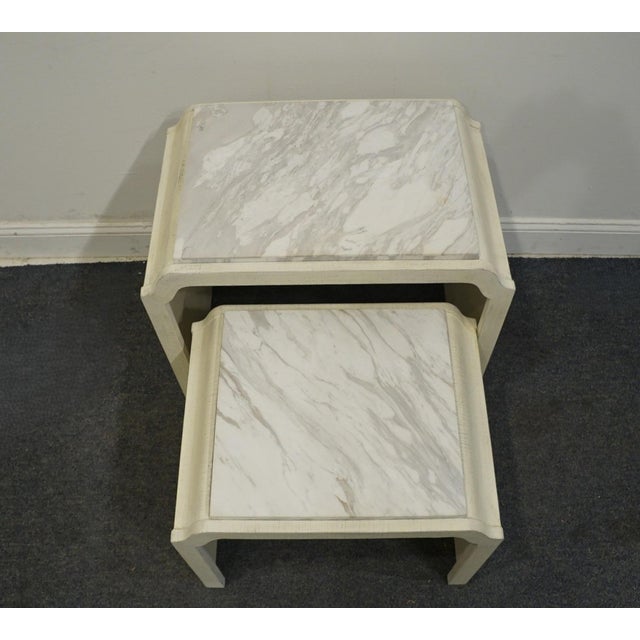 Off-white Hooker Furniture Off White Coastal Contemporary 26" Granite Top Nesting Tables For Sale - Image 8 of 9