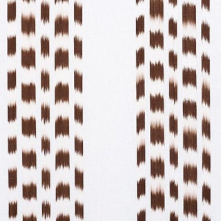 Schumacher Izmir Ikat Stripe Fabric in Cocoa For Sale