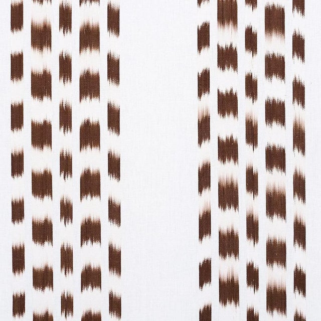 Schumacher Izmir Ikat Stripe Fabric in Cocoa For Sale