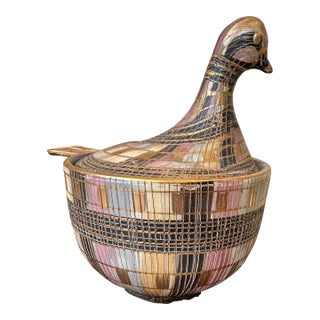 Vintage Aldo Londi Bitossi Seta Italian Pheasant Bird Lidded Compote Bowl For Sale