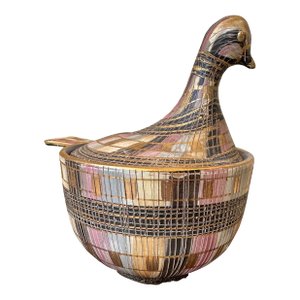 Vintage Aldo Londi Bitossi Seta Italian Pheasant Bird Lidded Compote Bowl