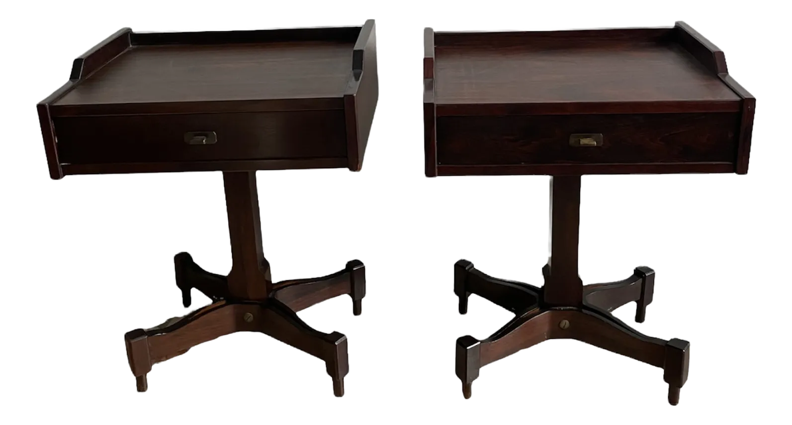 Rosewood nightstand set, front and side views.
