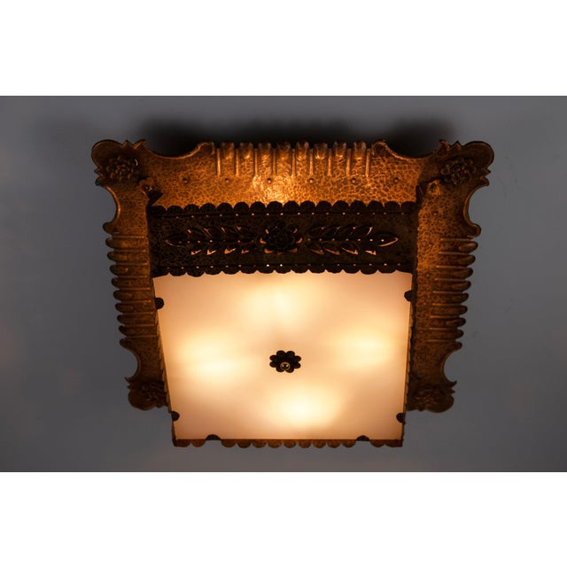 Art Deco Copper and Acrylic Glass Flush Mount, 1930s, Germany For Sale - Image 6 of 15