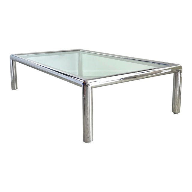 John Mascheroni for Brueton Tubo Chrome and Glass Coffee Table, Mid 20th Century For Sale
