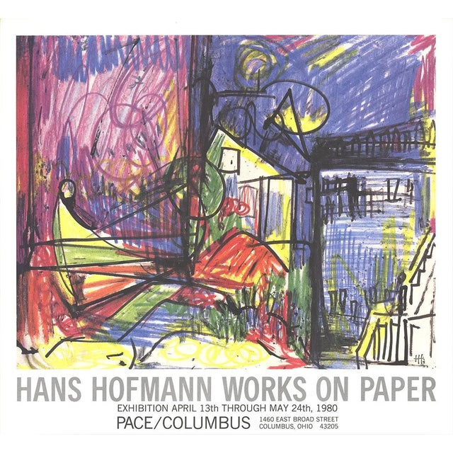 Expressionism 1980 Hans Hofmann 'Landscape-Works on Paper' Expressionism Multicolor,Blue,White,Yellow,Red USA Offset Lithograph For Sale - Image 3 of 3