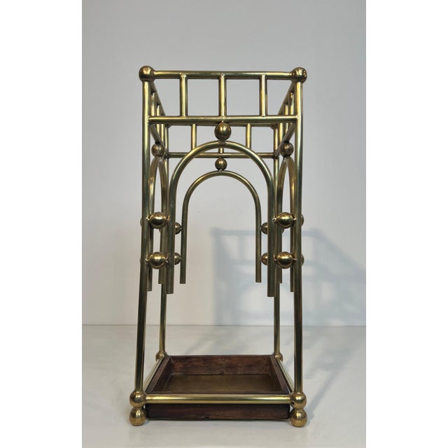 Josef Hoffmann 1900s The Modernist Brass Umbrella Stand in the Style of Joseph Hoffmann For Sale - Image 4 of 12
