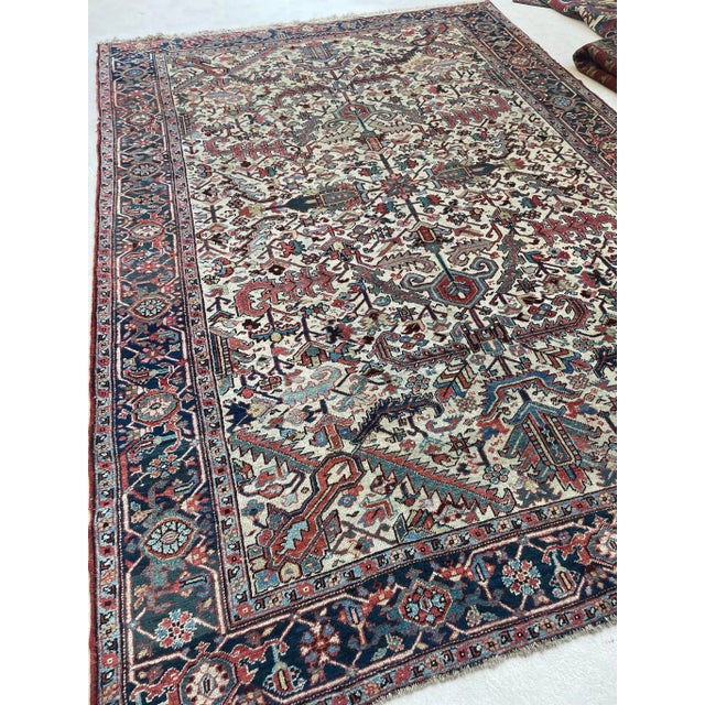 1940s Blooming Jungle Antique Heriz Rug - 8 X 11 For Sale - Image 5 of 12