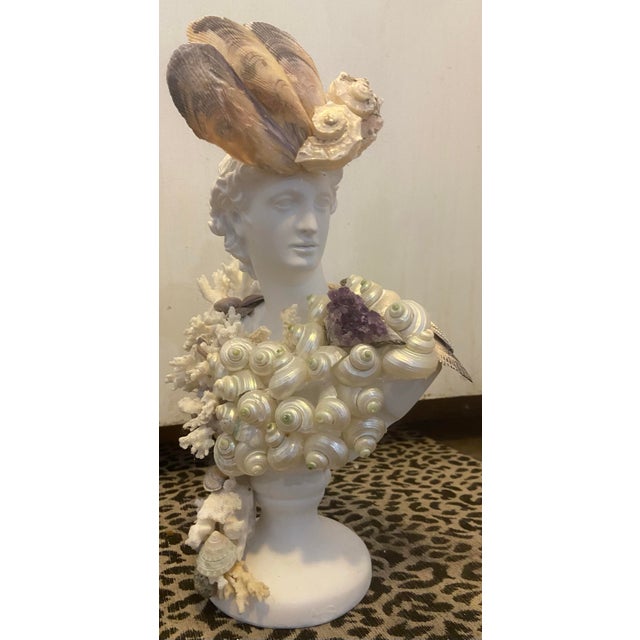 Shell-Encrusted Bust With Amethyst Accent For Sale - Image 10 of 11