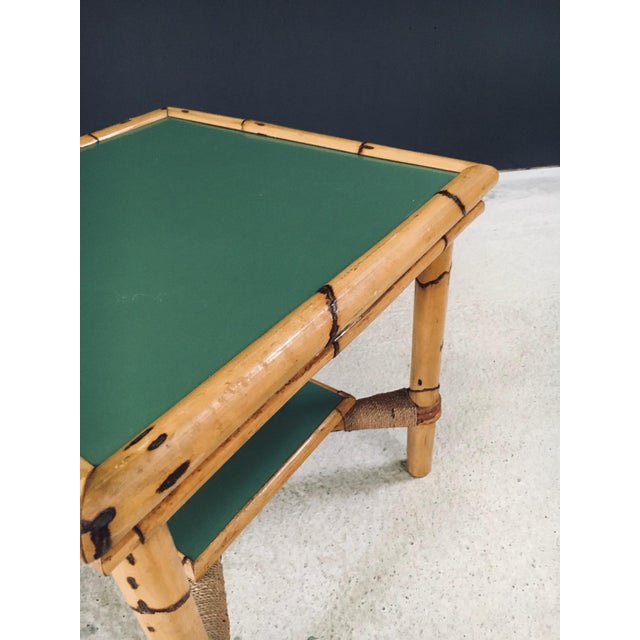Mediterranean Bamboo Side Table in the style of Audoux Minet, France, 1950s For Sale - Image 15 of 18