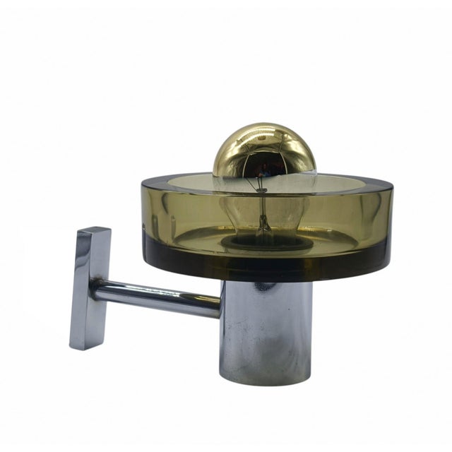 Silver Amber Glass Wall Lamp by Flavio Poli for Seguso, Italy, 1960s For Sale - Image 8 of 8