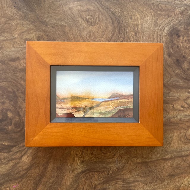 Traditional “Desert Vista” Framed Signed Original Watercolor Landscape For Sale - Image 3 of 4