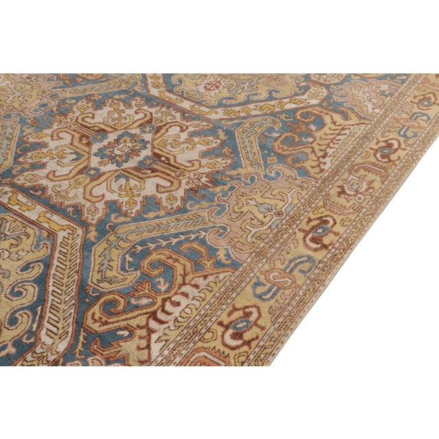 2010s Tribal Style Rug in Blue & Gold Geometric Floral Pattern by Rug & Kilim For Sale - Image 5 of 7